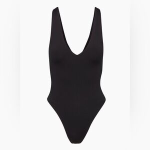 Black Aritzia Contour V Neck Bodysuit